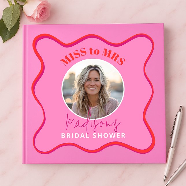 Bright Pink Miss to Mrs Bridal Shower Guestbook (Creator Uploaded)