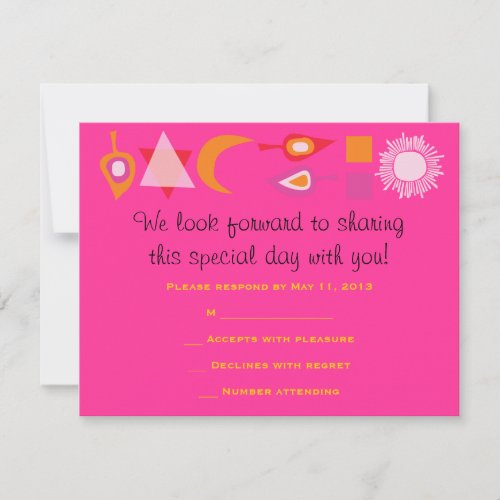 BRIGHT PINK MITZVAH Bar Bat Mitzvah Reply Card