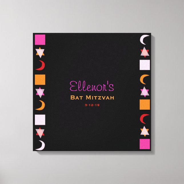 BRIGHT PINK MITZVAH Bat Bar Mitzvah Sign In Board (Front)