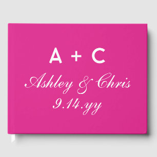 Bright Pink Modern Personalized Wedding Reception Guest Book