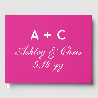 Bright Pink Modern Personalized Wedding Reception Guest Book