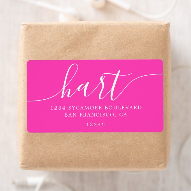 Bright Pink Modern Script Return Address Label (Insitu)