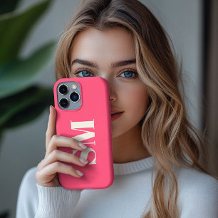 Bright Pink Monogram initial iPhone 13 Pro Max Case
