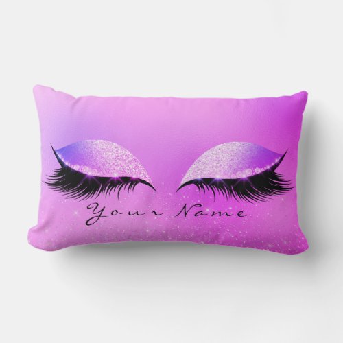 Bright Pink Name Princess Beauty Lashes Makeup Lumbar Pillow
