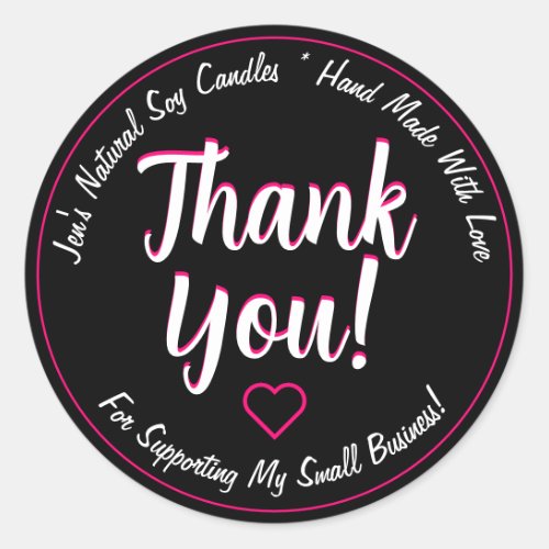 Bright Pink Neon Black Thank You Product Labels 