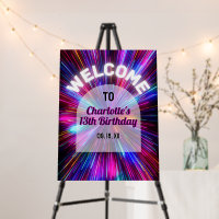 Bright Pink Neon Glowing Lights Birthday Welcome