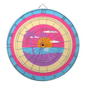 Bright pink neon tropical summer palm tree island dart board