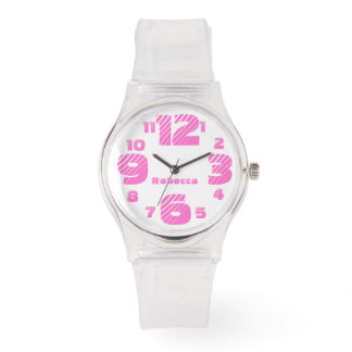 Bright Pink Numbers Watch