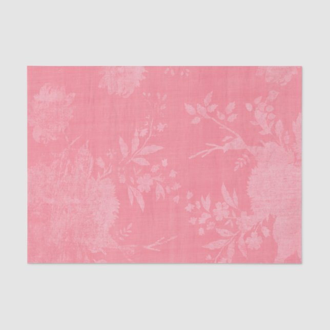Bright Pink on Pink Floral Pattern Tissue Paper (Front)