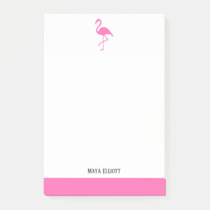 Bright Pink on White Flamingo & Border w/ Name Post-it Notes