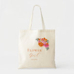 Bright Pink Orange Floral Flower Girl Name Wedding Tote Bag<br><div class="desc">Surprise your flower girl with this pretty tote bag,  featuring pretty watercolor floral and editable text. Easily customize it by clicking on the "personalize" option.</div>