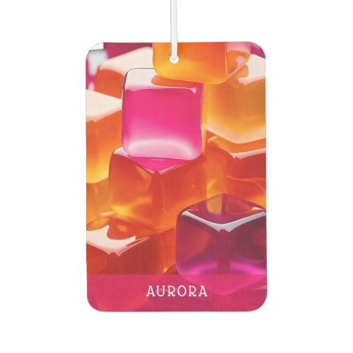 Bright Pink Orange Jelly Cubes Personalized Air Freshener