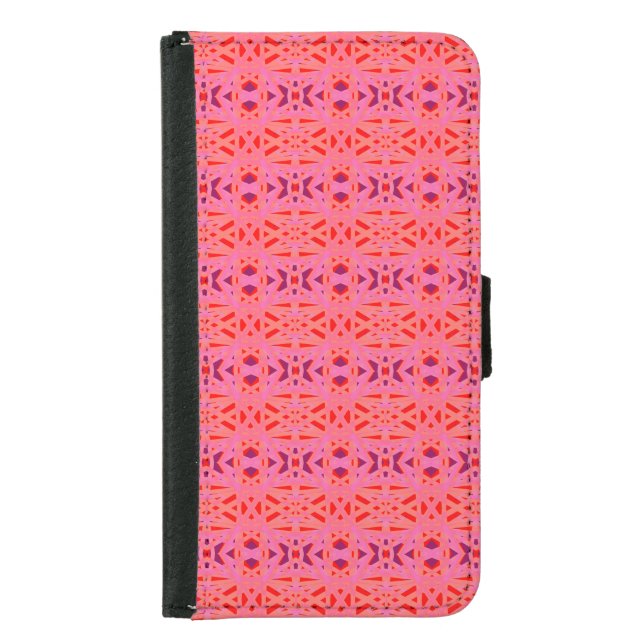 Bright Pink Orange Ladies Birthday Gift Mobile Samsung Galaxy Wallet Case (Front)