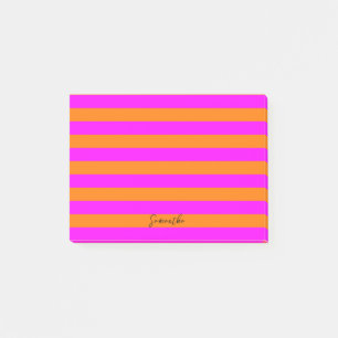 Bright Pink Orange Stripes with Lines Custom Post-it Notes