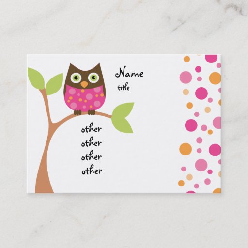 Customizable Bright Pink Owl Baby Business Cards