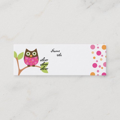 Bright Pink Owl Baby Business Card