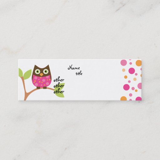 Customizable Bright Pink Owl Baby Business Card
