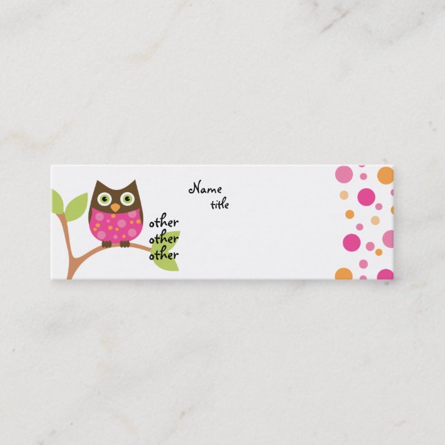Bright Pink Owl Baby Mini Business Card (Front)