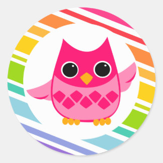Bright Pink Owl Classic Round Sticker