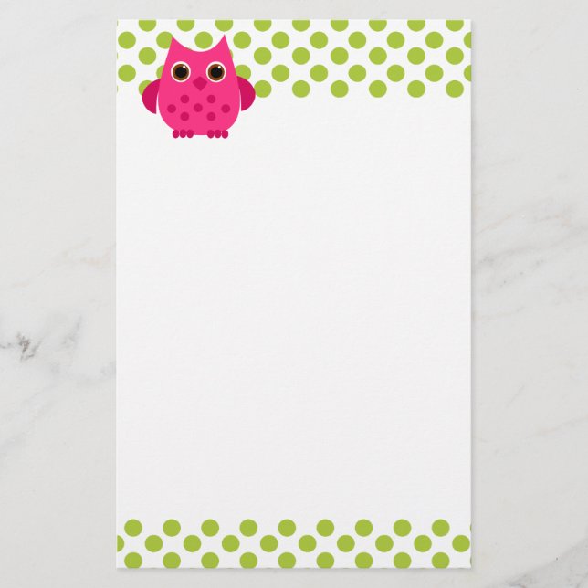 Bright Pink Owl Stationery (Front)