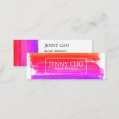 Bright Pink paint stripe hand painted Mini Business Card (Front/Back)