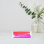 Bright Pink paint stripe hand painted Mini Business Card (Standing Front)