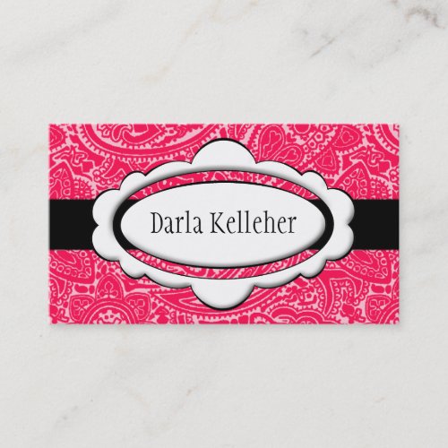 Bright Pink Paisley Business Cards