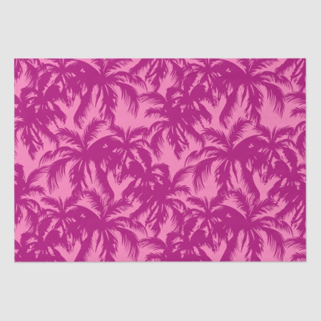 Bright pink Palm pattern Tissue Paper (Front)