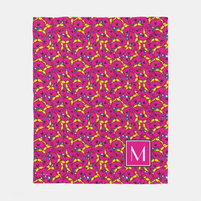 Bright Pink Pattern | Monogram Fleece Blanket (Front)