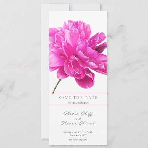 Bright Pink Peony Save the Date Invitation