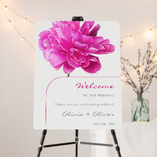 Bright Pink Peony Wedding Welcome Foam Board