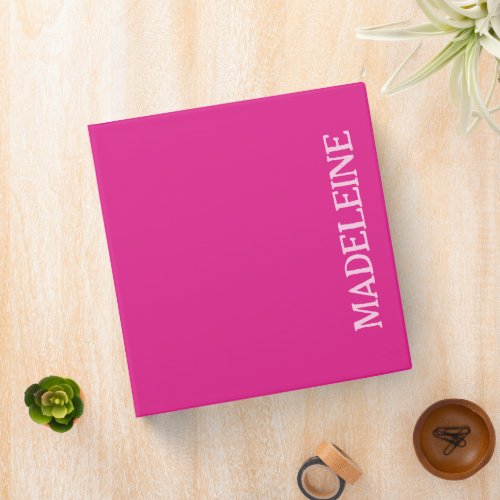 Bright Pink Personalized  3 Ring Binder