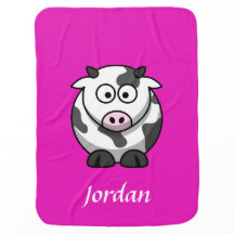 Bright Pink Personalized Cow Blanket