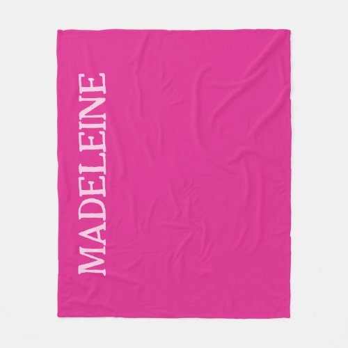 Bright Pink Personalized  Fleece Blanket
