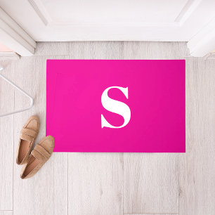 Bright Pink Personalized Monogram Welcome Mat