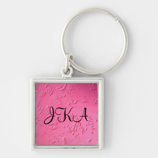 Bright Pink personalized name or initials Keychain (Front)
