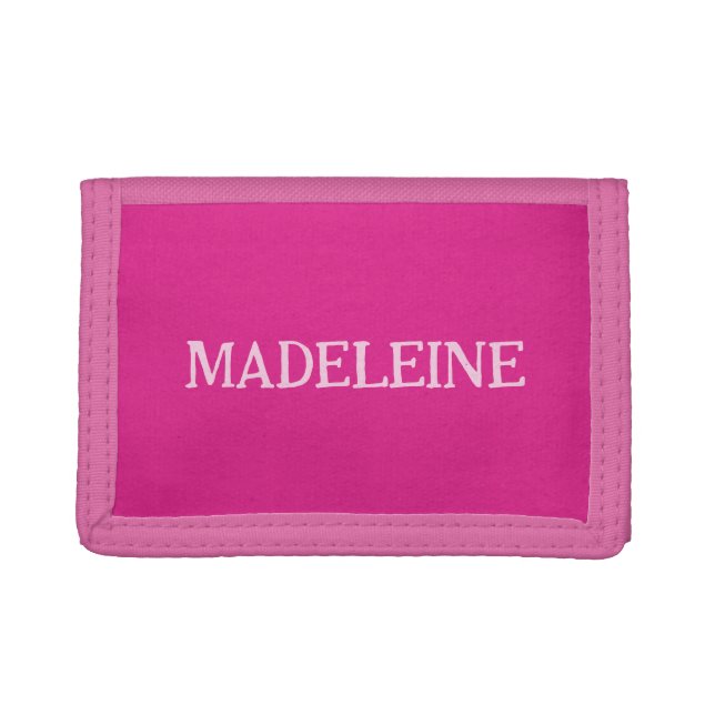 Bright Pink Personalized  Trifold Wallet (Front)