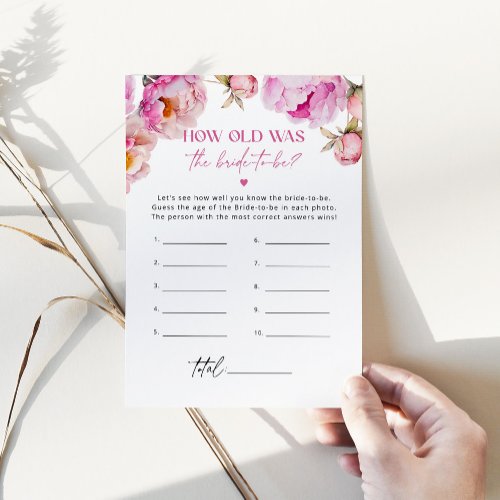 Bright pink petals How old was the bride game Invitation