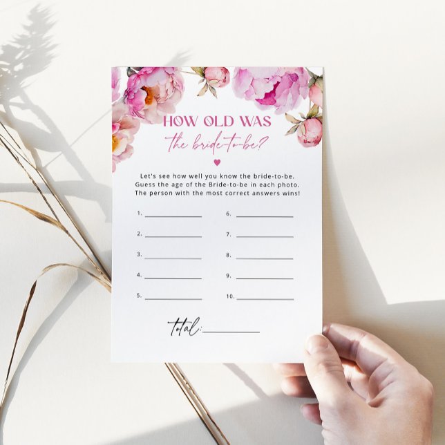 Bright pink petals How old was the bride game Invitation (Creator Uploaded)