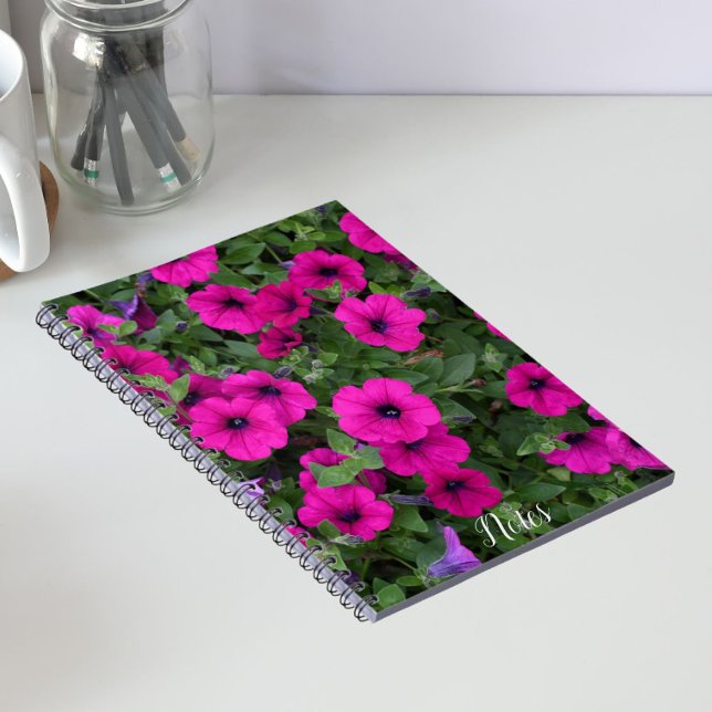 Bright Pink Petunias Floral Notebook (In Situ)