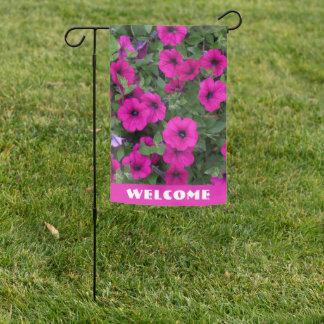 Bright Pink Petunias Floral Welcome Garden Flag