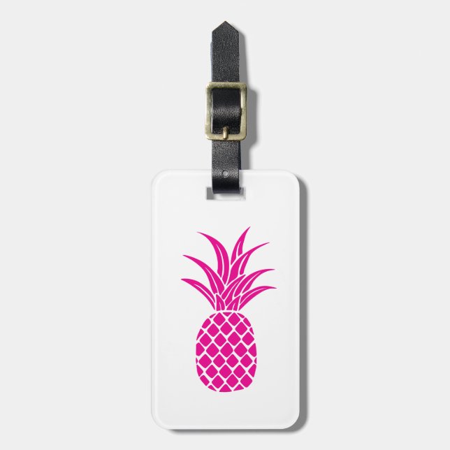 Bright Pink Pineapple Luggage Tag (Front Vertical)