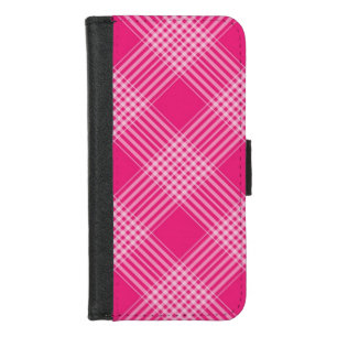 Bright Pink Plaid iPhone 8/7 Wallet Case