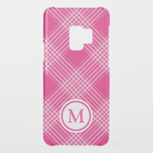 Bright Pink Plaid Monogram Uncommon Samsung Galaxy S9 Case