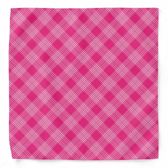 Bright Pink Plaid Pattern Bandana (Front)