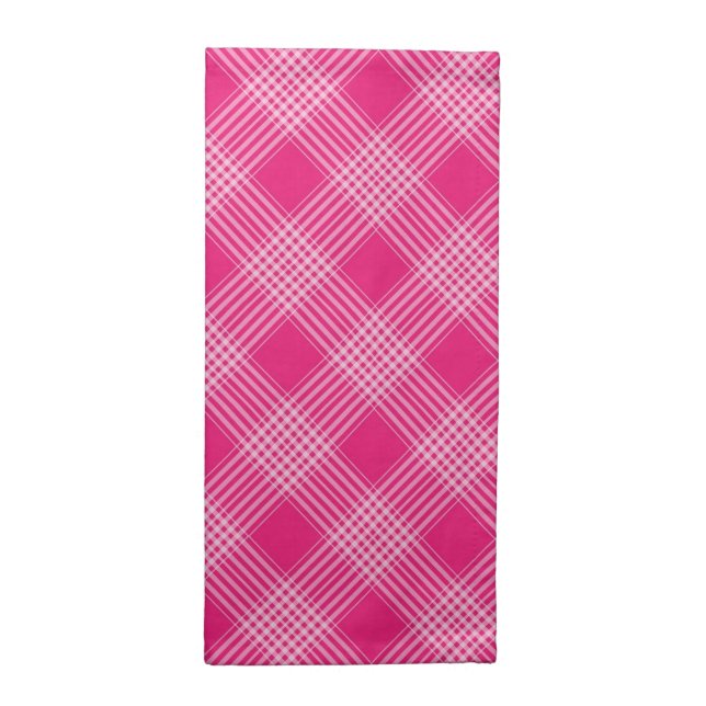 Bright Pink Plaid Pattern Cloth Napkin (Half Fold)