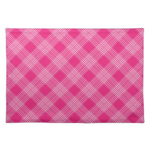 Bright Pink Plaid Pattern Cloth Placemat