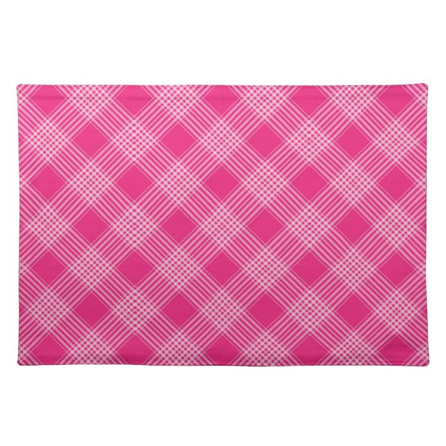 Bright Pink Plaid Pattern Cloth Placemat (Front)