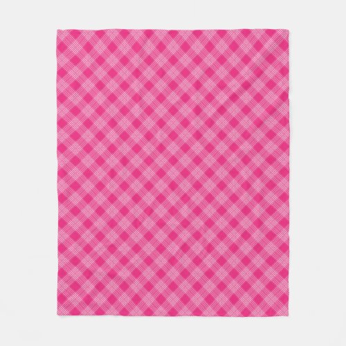 Bright Pink Plaid Pattern Fleece Blanket