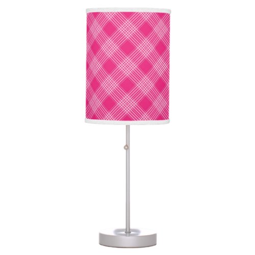 Bright Pink Plaid Pattern Table Lamp